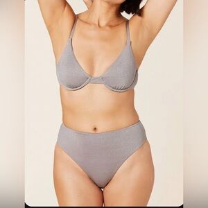 Andie Swim - Silicy Top & 90’s High Waist Bottom - Gray Sparkle
